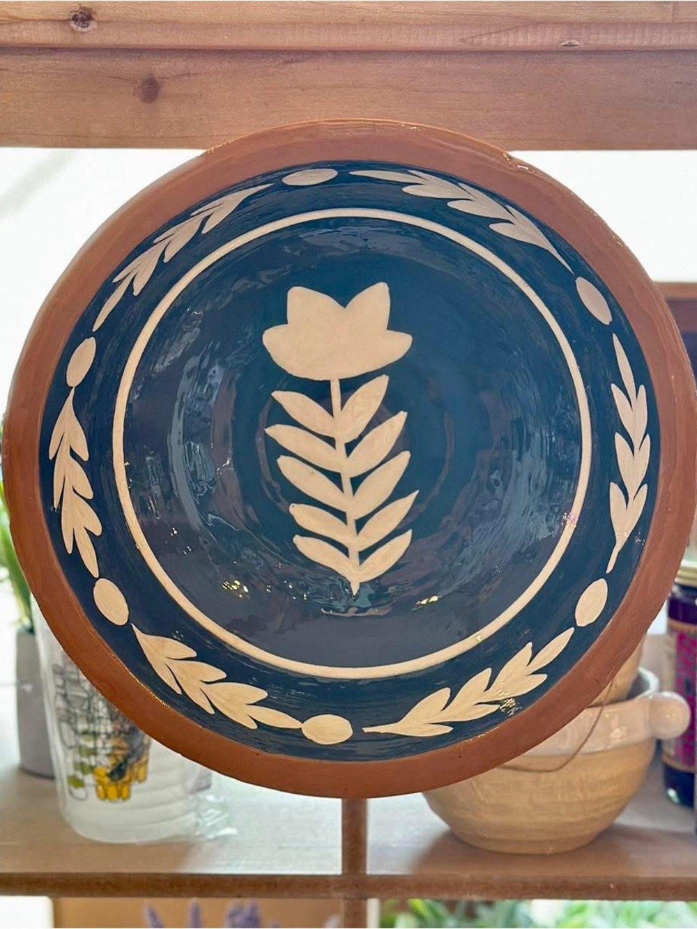New w / tag - Hand painted Blue and White Decorative Ceramic Plate Mud Pie